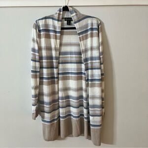 Nanette Lepore Open Front Cardigan Womens Large Long Lightweight Linen Blend